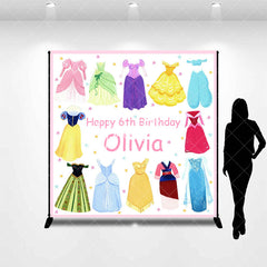 Aperturee - Princess Dress Custom Name 6th Birthday Backdrop