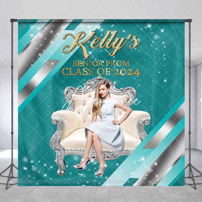 Aperturee - Prom Teal Elegant Custom Graduation Party Backdrop