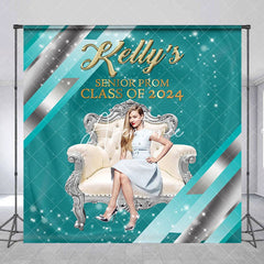 Aperturee - Prom Teal Elegant Custom Graduation Party Backdrop