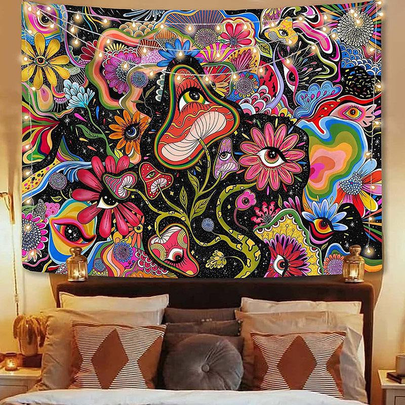 Aperturee Psychedelic Flower Eyes Abstract Cartoon Wall Tapestry
