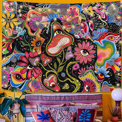 Aperturee Psychedelic Flower Eyes Abstract Cartoon Wall Tapestry