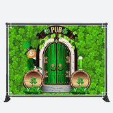 Aperturee - Pub Door Dense Green Clover St Patricks Day Backdrop