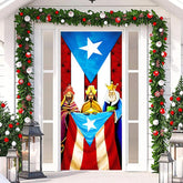Aperturee - Puerto Rico Flag Kings Merry Christmas Door Cover