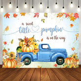 Aperturee - Pumpkin Blue Truck Baby Shower Party Backdrop