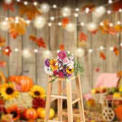Aperturee - Pumpkin Maples Corn Apple Wood Wall Autumn Backdrop