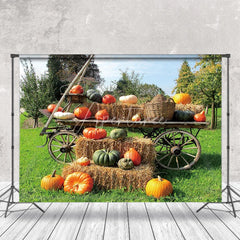 Aperturee - Pumpkin Wooden Cart Orchard Outdoor Photo Backdrop