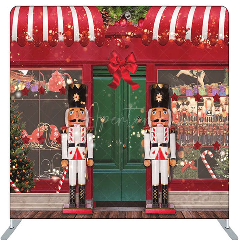 Aperturee - Puppet Soldier Red Store Christmas Backdrop Cover