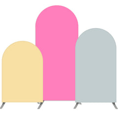 Aperturee - Pure Color Arched Backdrop Set Double Sided Tension Fabric Cover