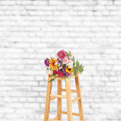 Aperturee - Pure White Style Brick Wall Photography Cloth Backdrop