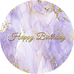 Aperturee Purple Abstract And Gold Round Happy Birthday Backdrop