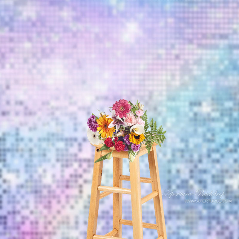 Aperturee - Purple And Blue Glitter Sequin Birthday Picture Backdrop