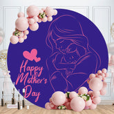 Aperturee - Purple And Pink Abstract Line Round Mothers Day Backdrop