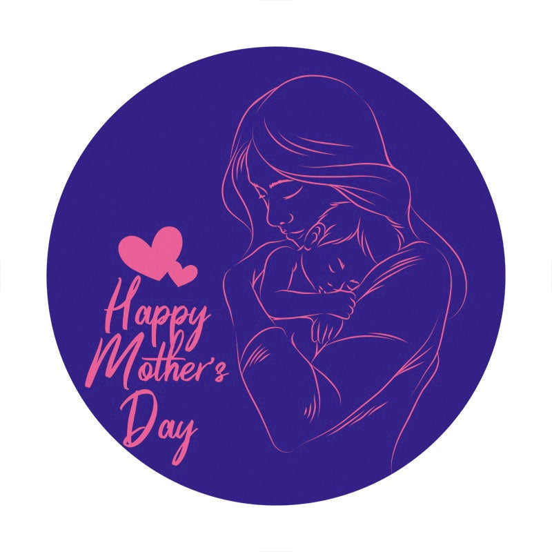 Aperturee - Purple And Pink Abstract Line Round Mothers Day Backdrop