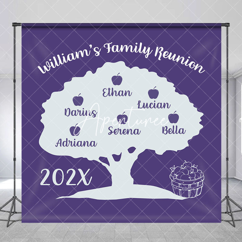 Aperturee - Purple Apple Tree Name Custom Family Reunion Backdrop