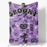 Aperturee - Purple Black Halloween Spooky Custom Text Blanket