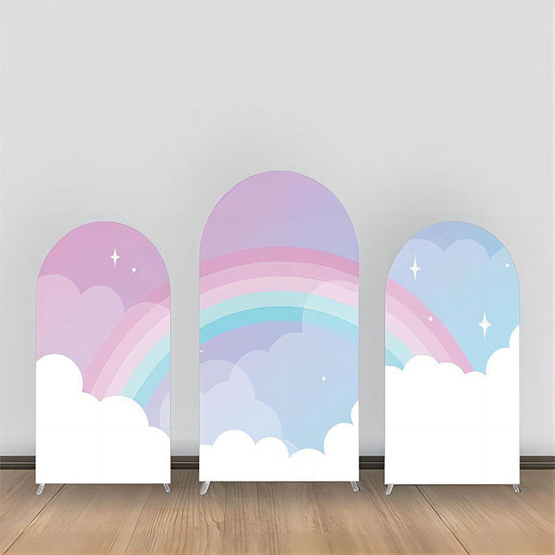 Aperturee - Purple Blue Night Clouds Rainbow Arch Backdrop Kit
