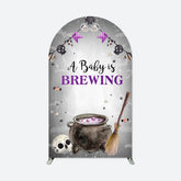Aperturee - Purple Brewing Halloween Baby Shower Arch Backdrop