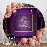 Aperturee - Purple Curtain Elegance Round Birthday Backdrop