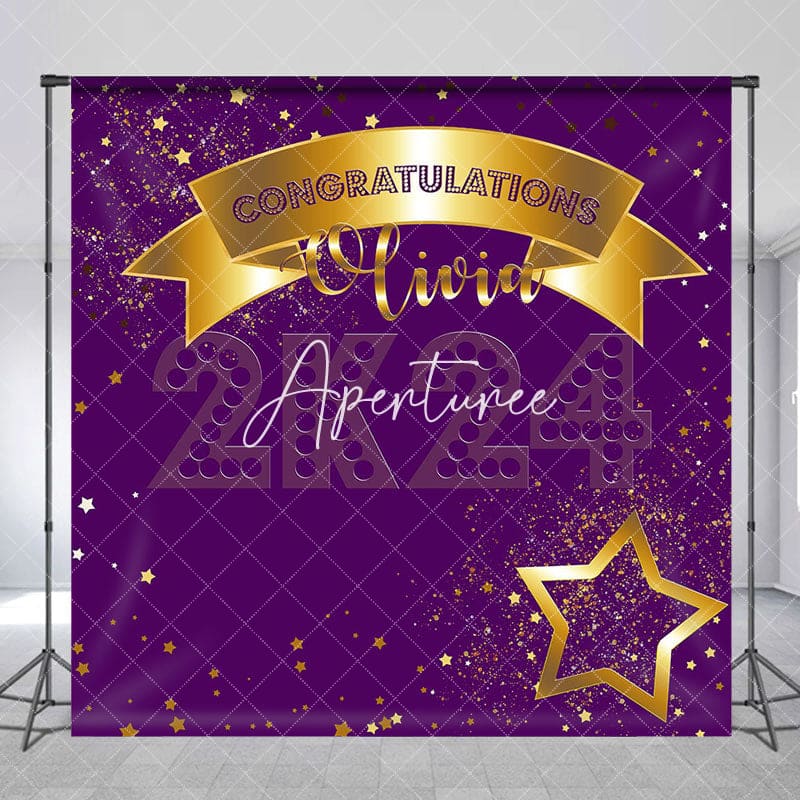 Aperturee - Purple Custom Graduation Backdrop for Party