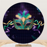 Aperturee Purple Cyan Round Masquerade Party Decoration Backdrop