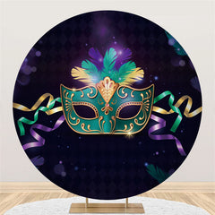 Aperturee Purple Cyan Round Masquerade Party Decoration Backdrop