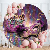 Aperturee - Purple Floral And Gold Masquerade Party Backdrop