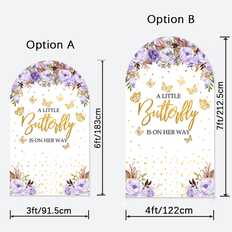 Aperturee - Purple Floral Butterfly Baby Shower Chiara Arch Backdrop