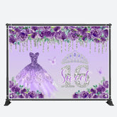Aperturee - Purple Floral Dress Sweet 16th Birthday Backdrop