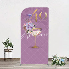 Aperturee - Purple Floral Goblet Arch 40th Birthday Backdrop