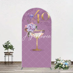 Aperturee - Purple Floral Goblet Arch 40th Birthday Backdrop