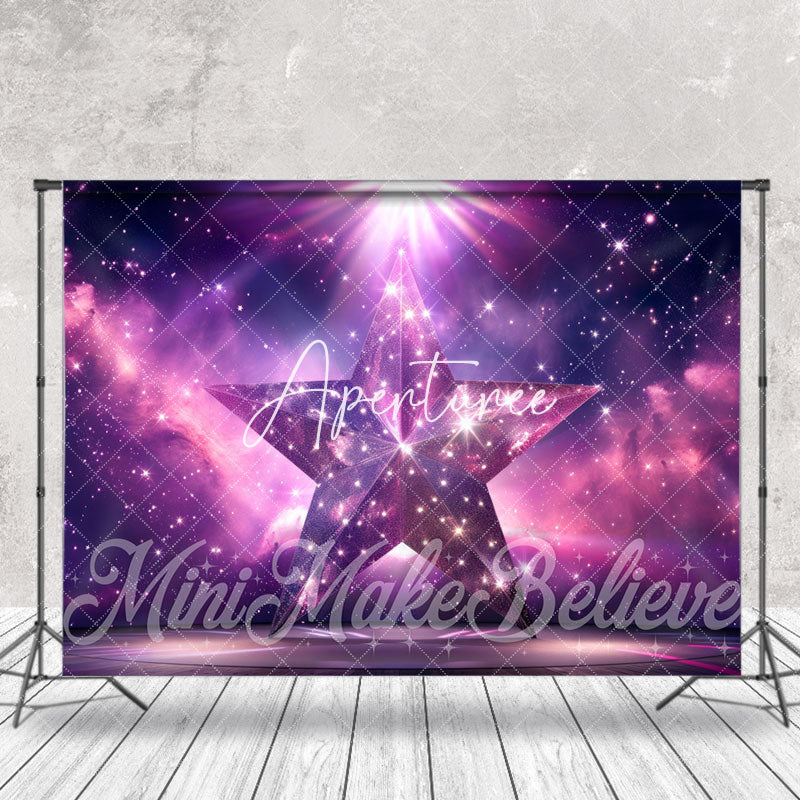 Aperturee - Purple Galaxy Glitter Star Stage Photoshoot Backdrop