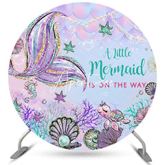 Aperturee Purple Glitter Little Mermaid Happy Birthday Backdrop