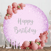 Aperturee - Purple Glitter Sparkle Round Happy Birthday Backdrop