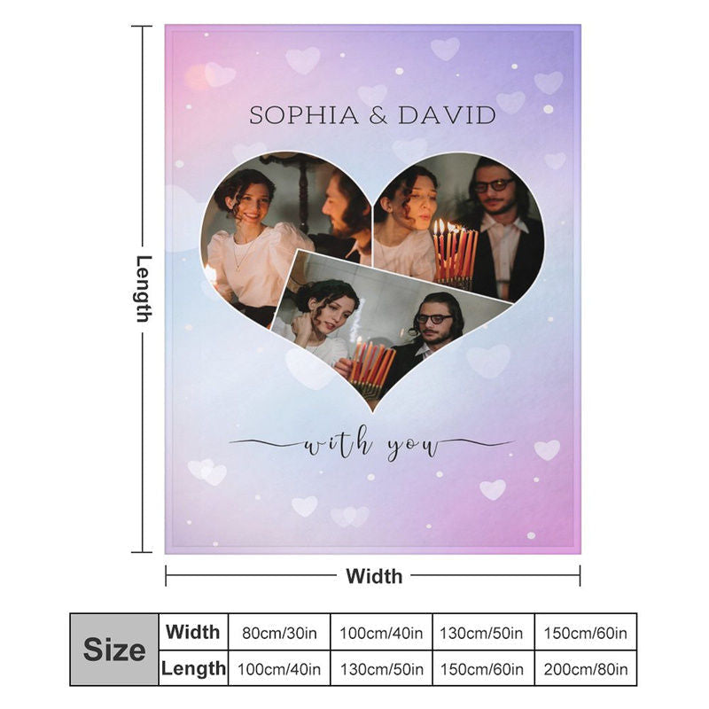 Aperturee - Purple Heart Bokeh Custom Valentines Day Blanket