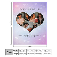 Aperturee - Purple Heart Bokeh Custom Valentines Day Blanket