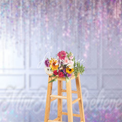 Aperturee - Purple Lines Sparkle White Wall Retro Photo Backdrop