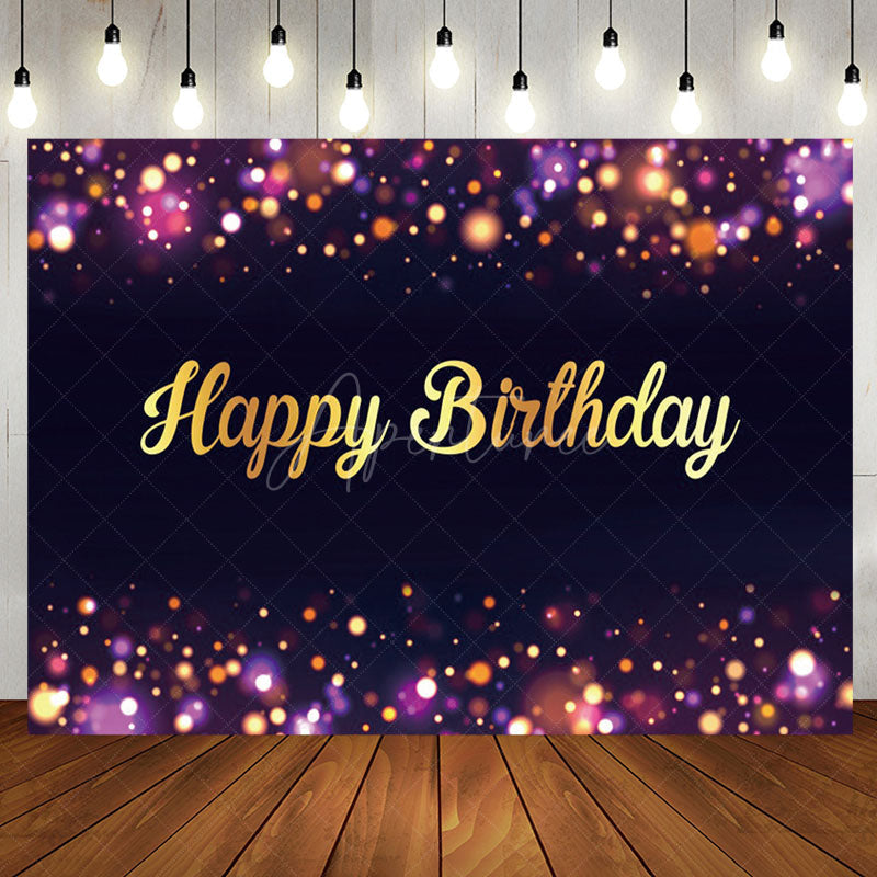 Aperturee - Purple Neon Dots Bokeh Golden Birthday Backdrop