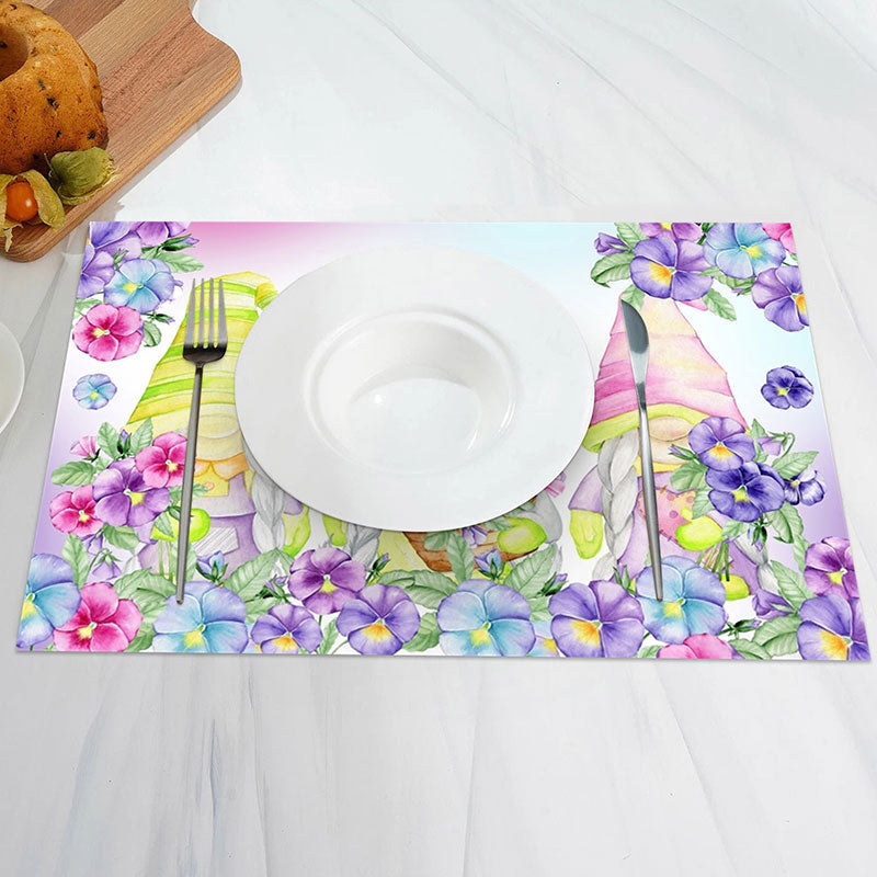 Aperturee - Purple Red Blue Floral Dwarf Set Of 4 Placemats