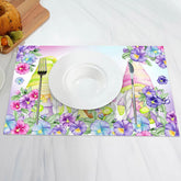Aperturee - Purple Red Blue Floral Dwarf Set Of 4 Placemats