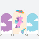 Aperturee Purple Unicorn Cloud Star Birthday Arch Backdrop Kit