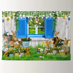 Aperturee - Rabbit With Eggs Hunter Happy Easter Day Backdrop