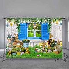 Aperturee - Rabbit With Eggs Hunter Happy Easter Day Backdrop
