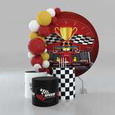 Aperturee Racing Car Theme Red Circle Backdrop Kit For Birthday