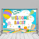 Aperturee - Rainbow Fire Balloon Welcome Back To School Backdrop
