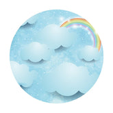 Aperturee Rainbow Glitter Blue Cloud Round Backdrops for Baby Shower
