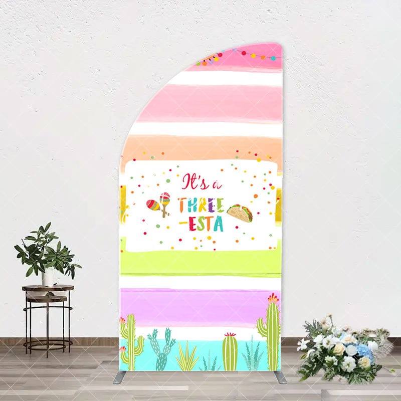 Aperturee - Rainbow Stripe Three Esta Arch Birthday Backdrop