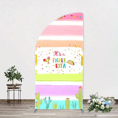 Aperturee - Rainbow Stripe Three Esta Arch Birthday Backdrop
