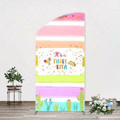 Aperturee - Rainbow Stripe Three Esta Arch Birthday Backdrop