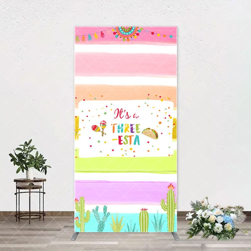 Aperturee - Rainbow Stripe Three Esta Arch Birthday Backdrop