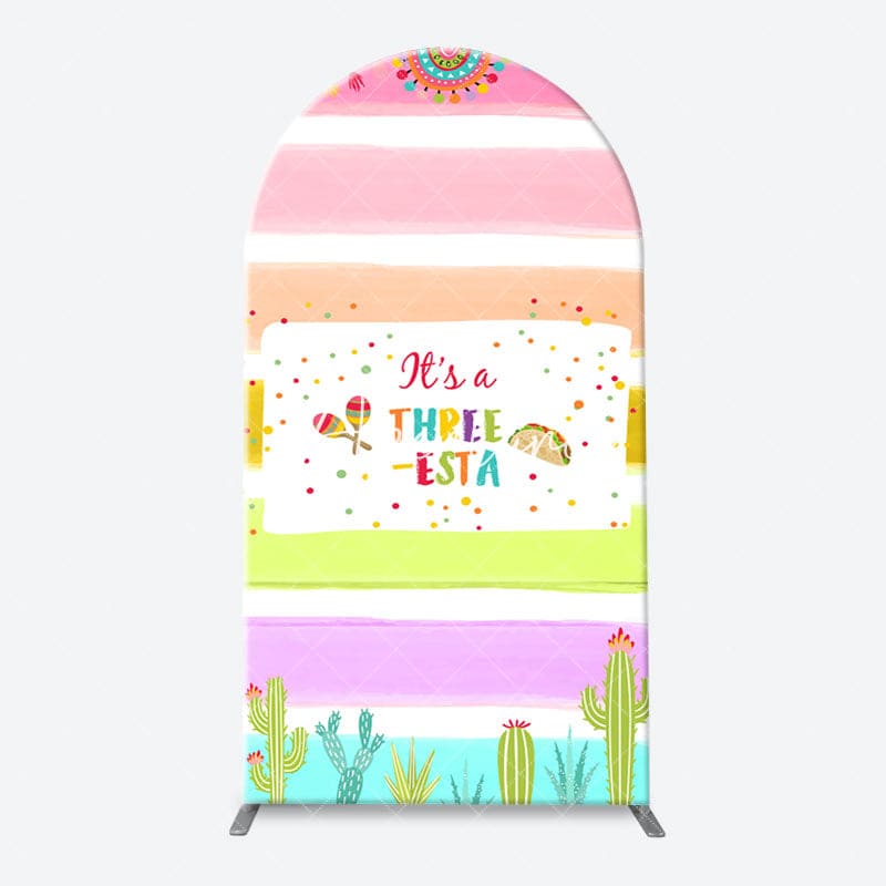 Aperturee - Rainbow Stripe Three Esta Arch Birthday Backdrop